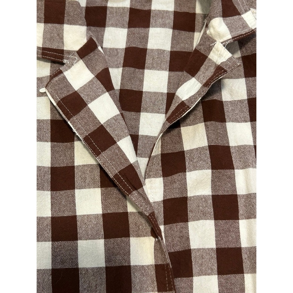 Pomander Place Tuckernuck Brown Gingham Peplum Button Down Shirt S 100% Cotton - Picture 9 of 11
